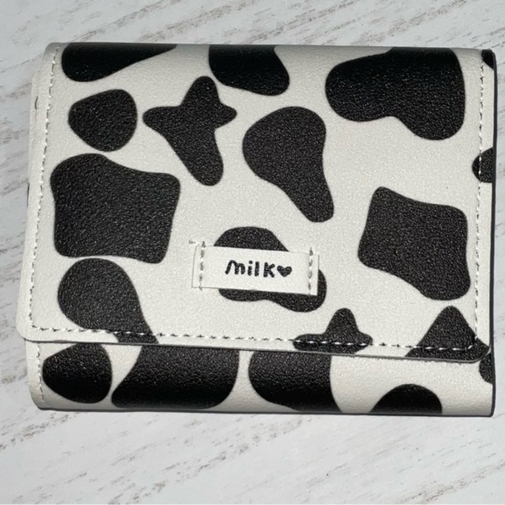 Cow Print Tri-Fold wallet with‎ optional personalization on the inside
